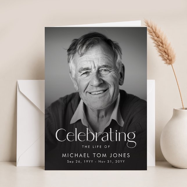 Photo Cover Folded Memorial Program Card (Creator Uploaded)