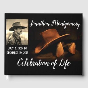Photo, Cowboy Hat and Boots Celebration of Life Guest Book