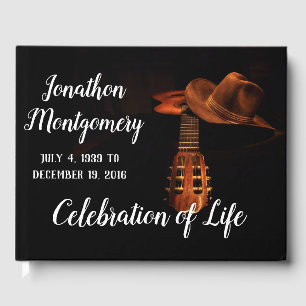 Photo, Cowboy Hat and Guitar Celebration of Life Guest Book