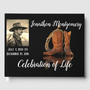 Photo, Cowboy Hat and Rope Celebration of Life Guest Book