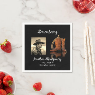 Photo, Cowboy Hat and Rope Memorial  Napkin