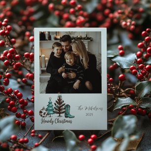 Photo Cowgirl Rustic Howdy Christmas Holiday Card