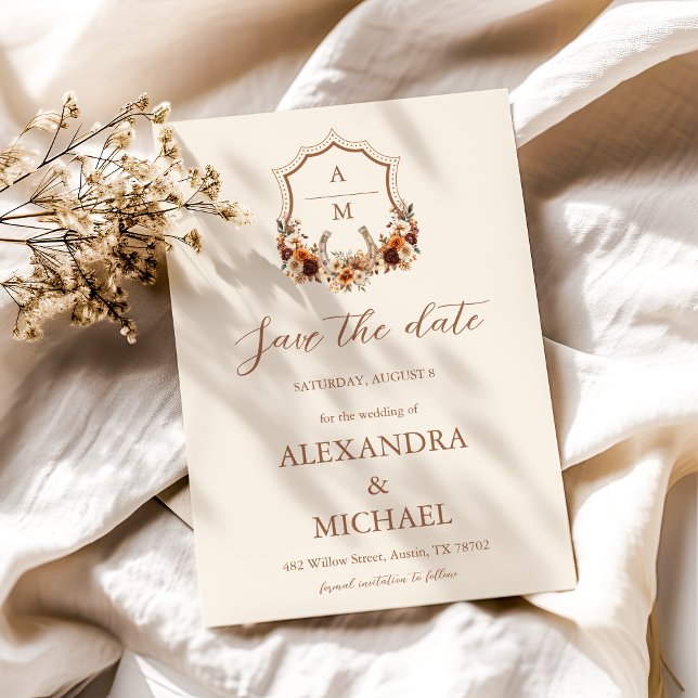 Photo Crest Western Monogram Wedding Save The Date (Creator Uploaded)