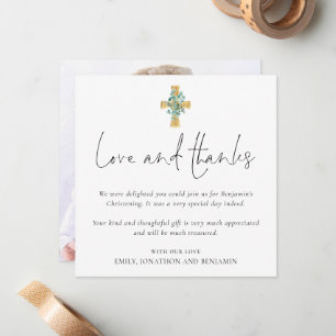 Photo Cross Baptism Christening Love Thanks Card