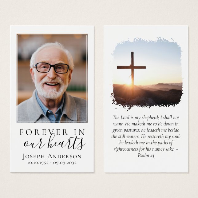 Photo Cross Memorial Prayer Card (Front & Back)