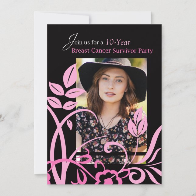 Photo Custimizable 10 Year Invitation Breast Cance (Front)