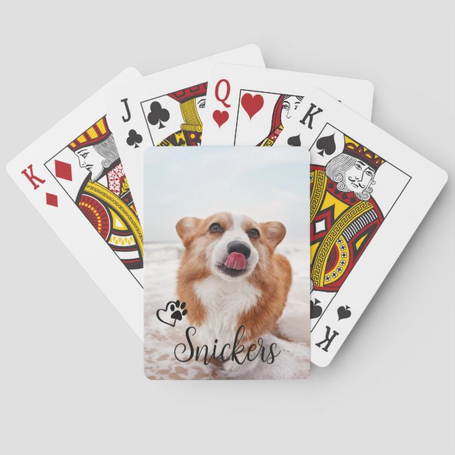 Photo Custom Dog Cat Pet Name Monogram  Playing Cards (Back)