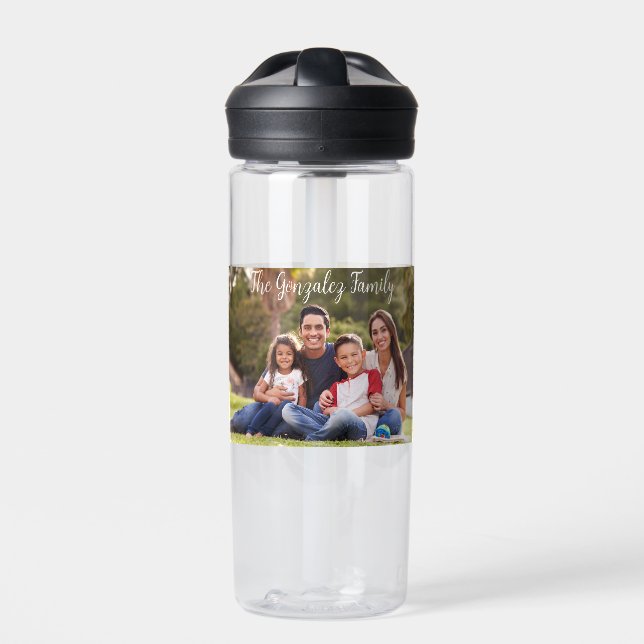 Photo Custom Family Gift Monogram Name  Water Bottle (Front)