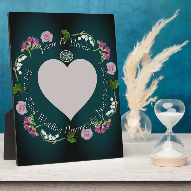 Photo Custom Floral Heart Wedding Anniversary   Plaque (Side)