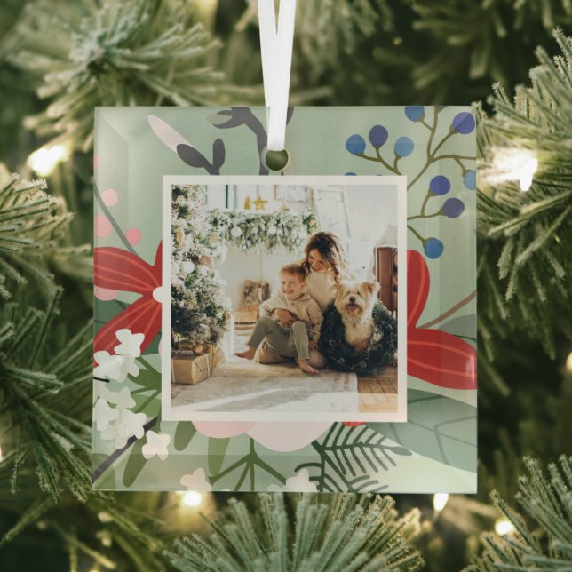 Photo Custom Personalised Christmas Glass Tree Decoration (Insitu)