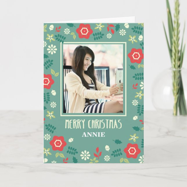 Photo Custom, Personalised Christmas Hand Drawn Card (Front)