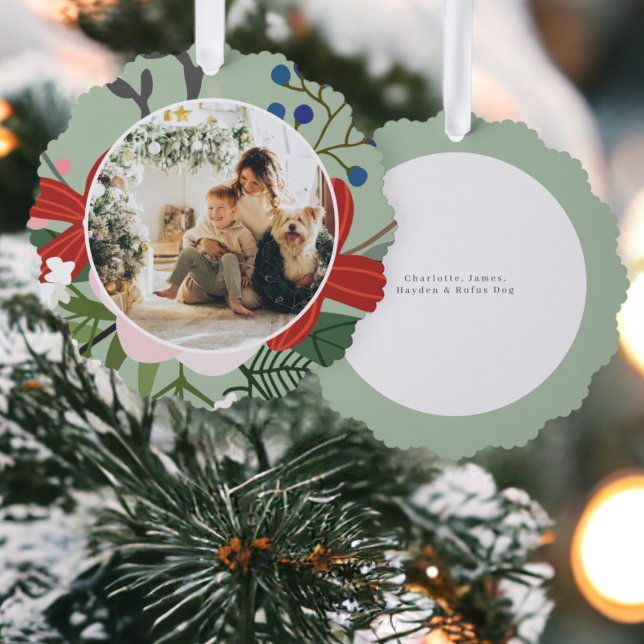 Photo Custom Personalised Christmas Winter Flower Tree Decoration Card (Photo Custom Personalized Christmas Winter Flower Ornament Cards from Ricaso. Unique card & ornament)
