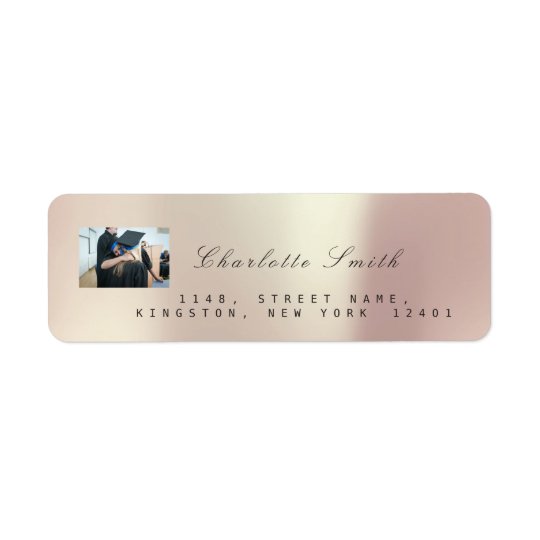 Photo Custom Rose Gold RSVP Adress Metallic VIP Return Address Label