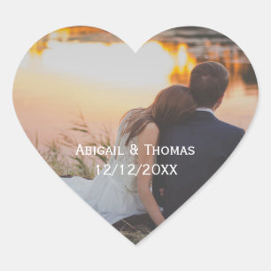 Photo Customise Wedding Engagement Heart Sticker