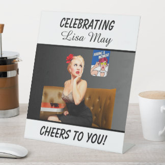 Photo Customise White Birthday Party Pedestal Sign