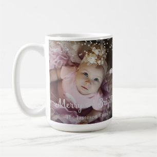 Photo Customized Christmas Silver Dots Frame Coffee Mug