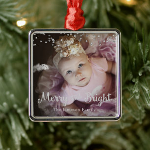 Photo Customized Christmas Silver Dots Frame Metal Tree Decoration
