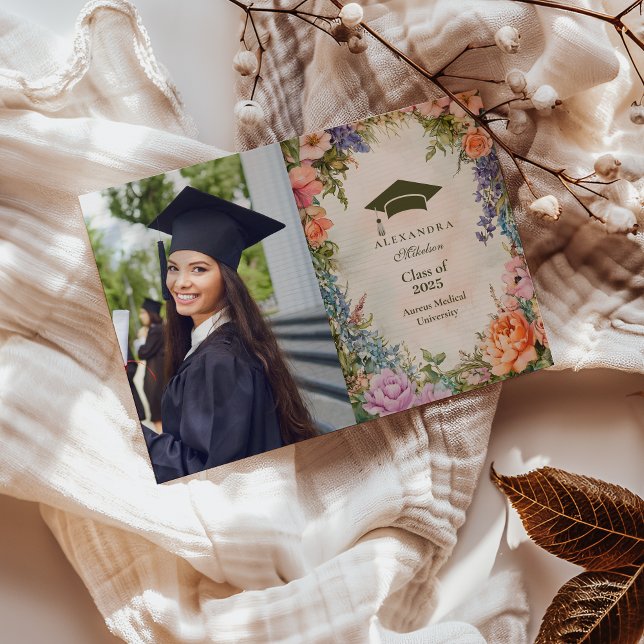 Photo Cute Boho Meadow Wildflower Graduation Announcement (Creator Uploaded)
