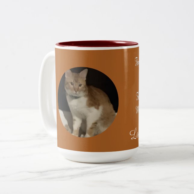 Photo Cute Cat Text  Two-Tone Coffee Mug (Front Left)