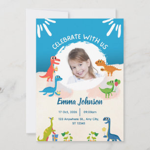 Photo Cute Dinosaurs For Kids Birthday invitation