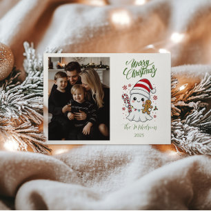 Photo Cute Ghost Christmas Holiday Card