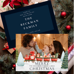 Photo Cute Gnomes Winter Snow Merry Christmas Holiday Card