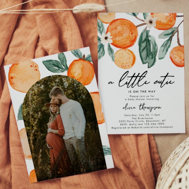 Photo Cutie Orange Baby Shower Invitation (Creator Uploaded)