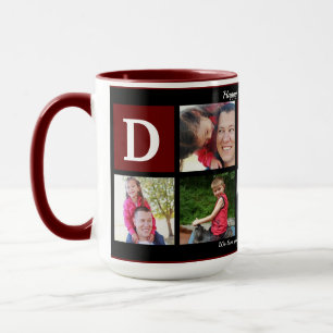 Photo DAD Collage Coffee Father's Day Black Maroon Mug