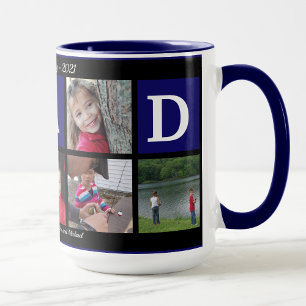 Photo DAD Collage Coffee Father's Day Black Navy Mug
