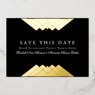 Photo Deco Black Geometric Gold Save the Date