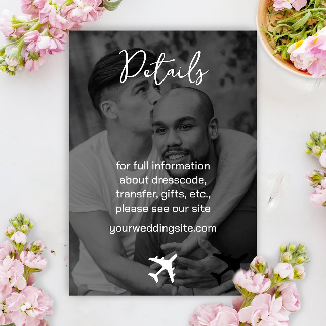 Photo Destination Boarding Pass Wedding Enclosure Card (Boarding Pass Black and White Wedding Guest Information Card)
