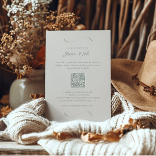 Photo/Details Fall Ivory & Sage Wedding RSVP Card
