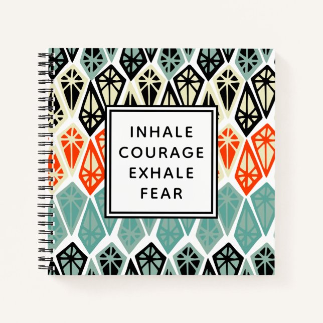 Photo Diamond Pattern Inhale Courage Exhale Fear Notebook (Front)