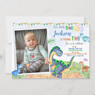Photo Dinosaur birthday invitation Dino-mite party