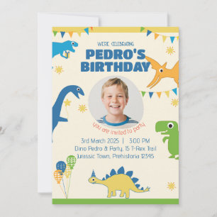 Photo Dinosaur Birthday Party  Invitation