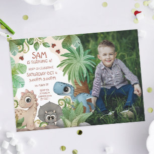 Photo Dinosaur Kids Birthday Invitation