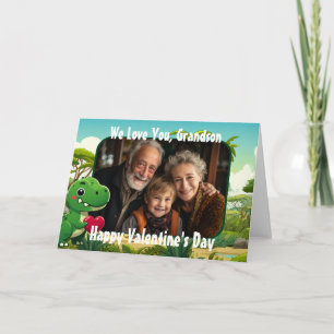 Photo Dinosaur Valentine's Day Card for Grandson