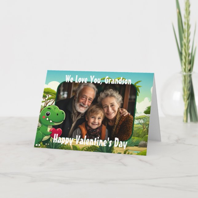 Photo Dinosaur Valentine's Day Card for Grandson (Front)