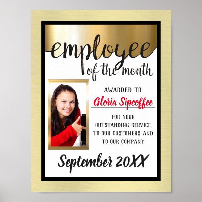 Photo display employee of the month award poster (Front)