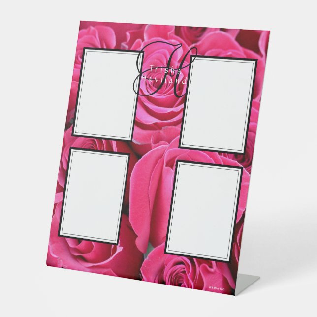 Photo Display - HAMbyWG - Pink Roses Pedestal Sign (Front)