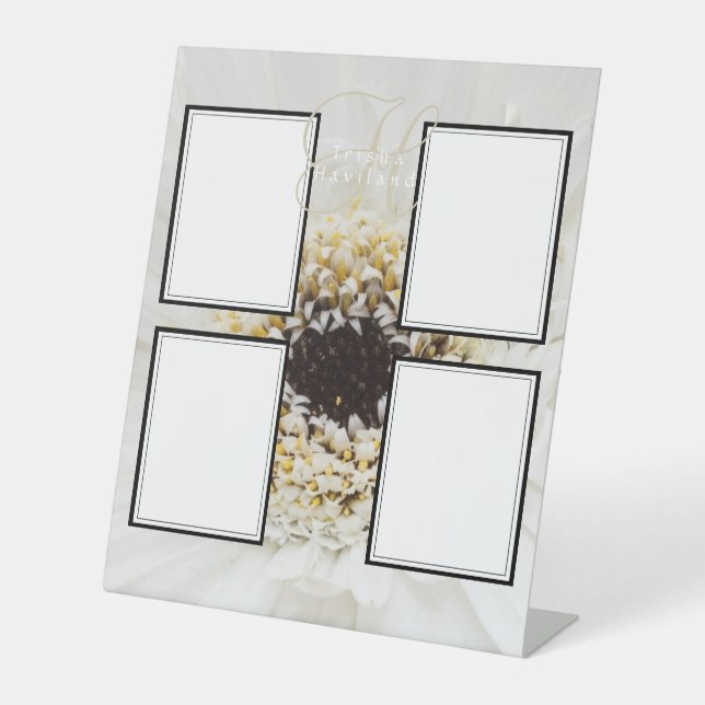 Photo Display - HAMbyWG - White Daisy  Pedestal Sign (Front)