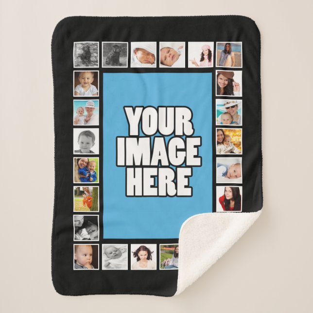 Photo DIY Collage Personalised Sherpa Blanket (Front)
