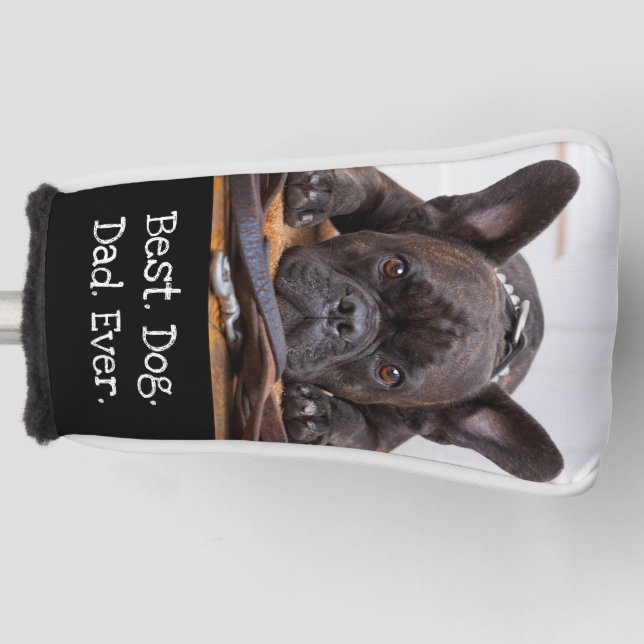 Photo Dog  Personalised Best Dog Dad Ever Black Golf Head Cover (Front)