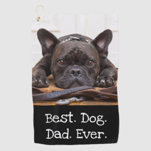 Photo Dog Personalised Best Dog Dad Ever Black Golf Towel
