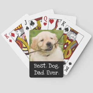 Photo Dog Personalised Best Dog Dad Ever Black Playing Cards