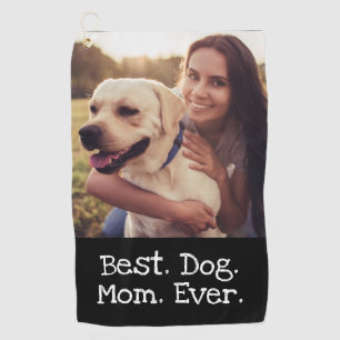 Photo Dog Personalised Best Dog Mum Ever Black Golf Towel
