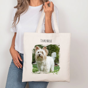 Photo Dog Pet with Name Tote Bag