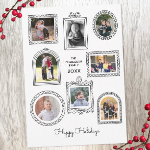 Photo Doodle Frame Modern Fun Picture Wall Holiday Card