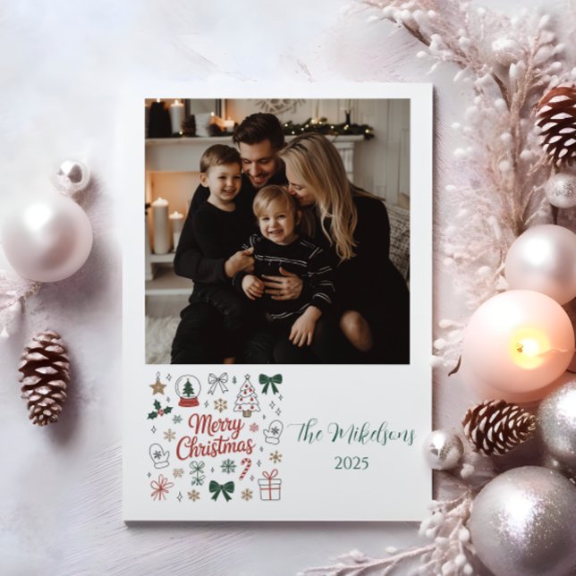 Photo Doodle Line Art Christmas Holiday Card (Creator Uploaded)