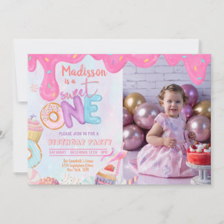 Photo Doughnut Sweet One Invitation